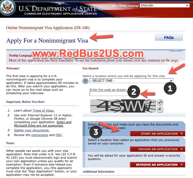 B1 B2 visa application